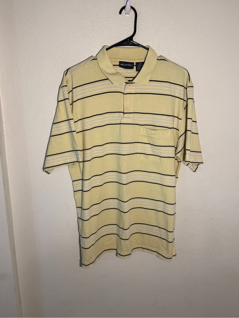 Puritan Yellow Striped Short Sleeve Polo